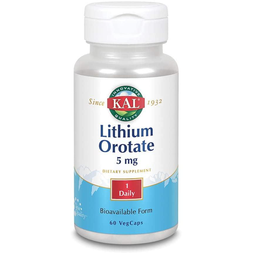 KAL Lithium Orotate 5 mg-60 VegCaps-N101 Nutrition