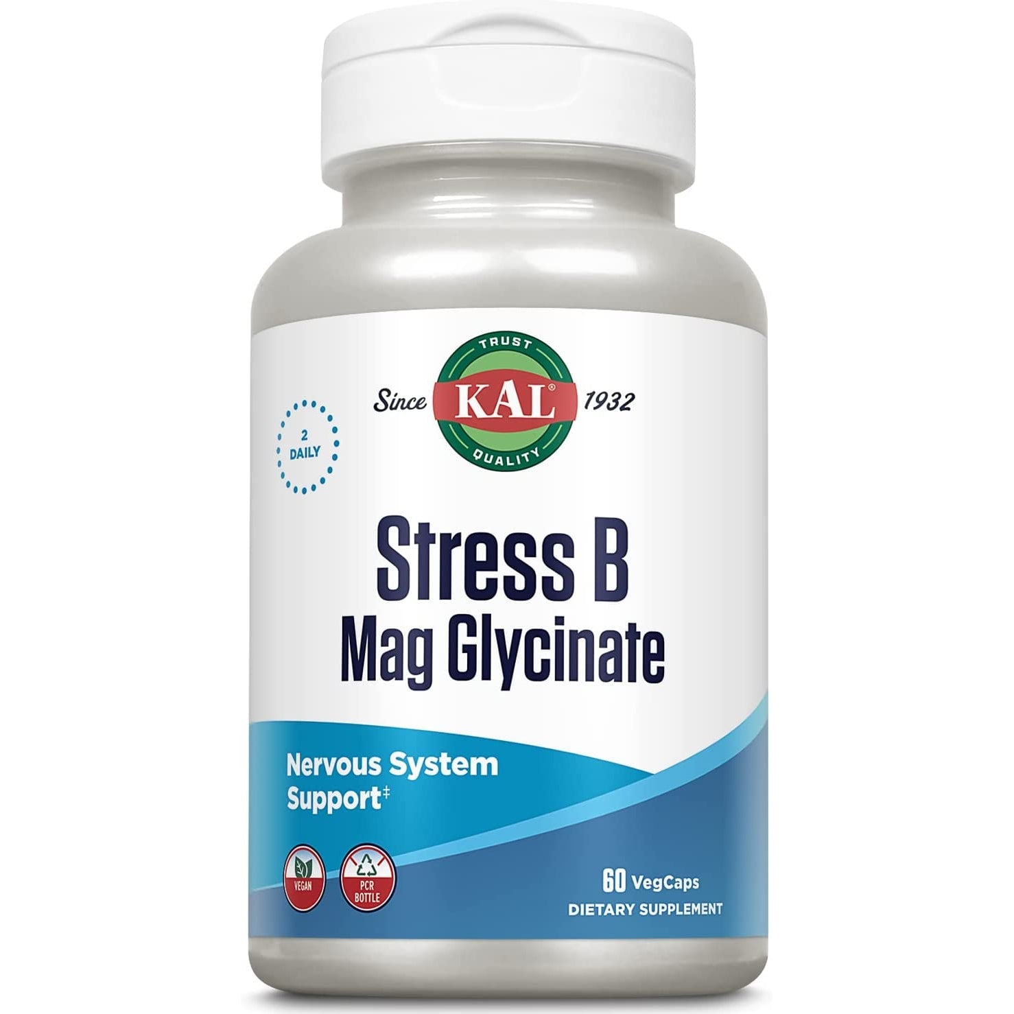 KAL Stress B Mag Glycinate-60 VegCaps-N101 Nutrition