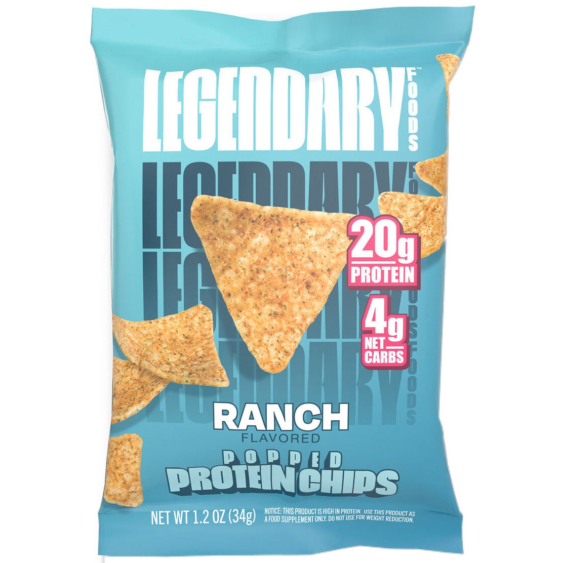 Legendary Popped Protein Chips-1 bag (34 g)-Ranch-N101 Nutrition