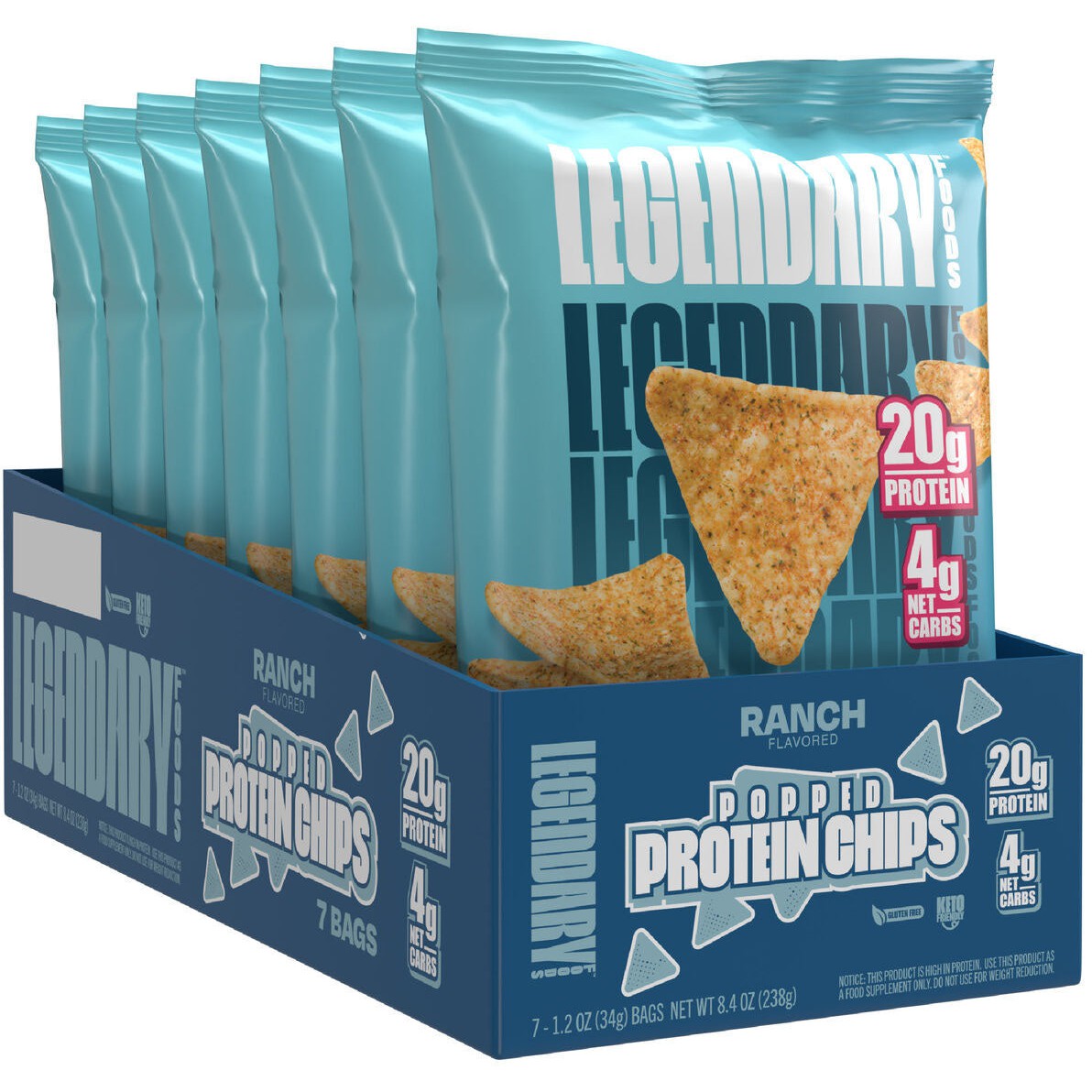 Legendary Popped Protein Chips-1 Case (7 bags)-Ranch-N101 Nutrition