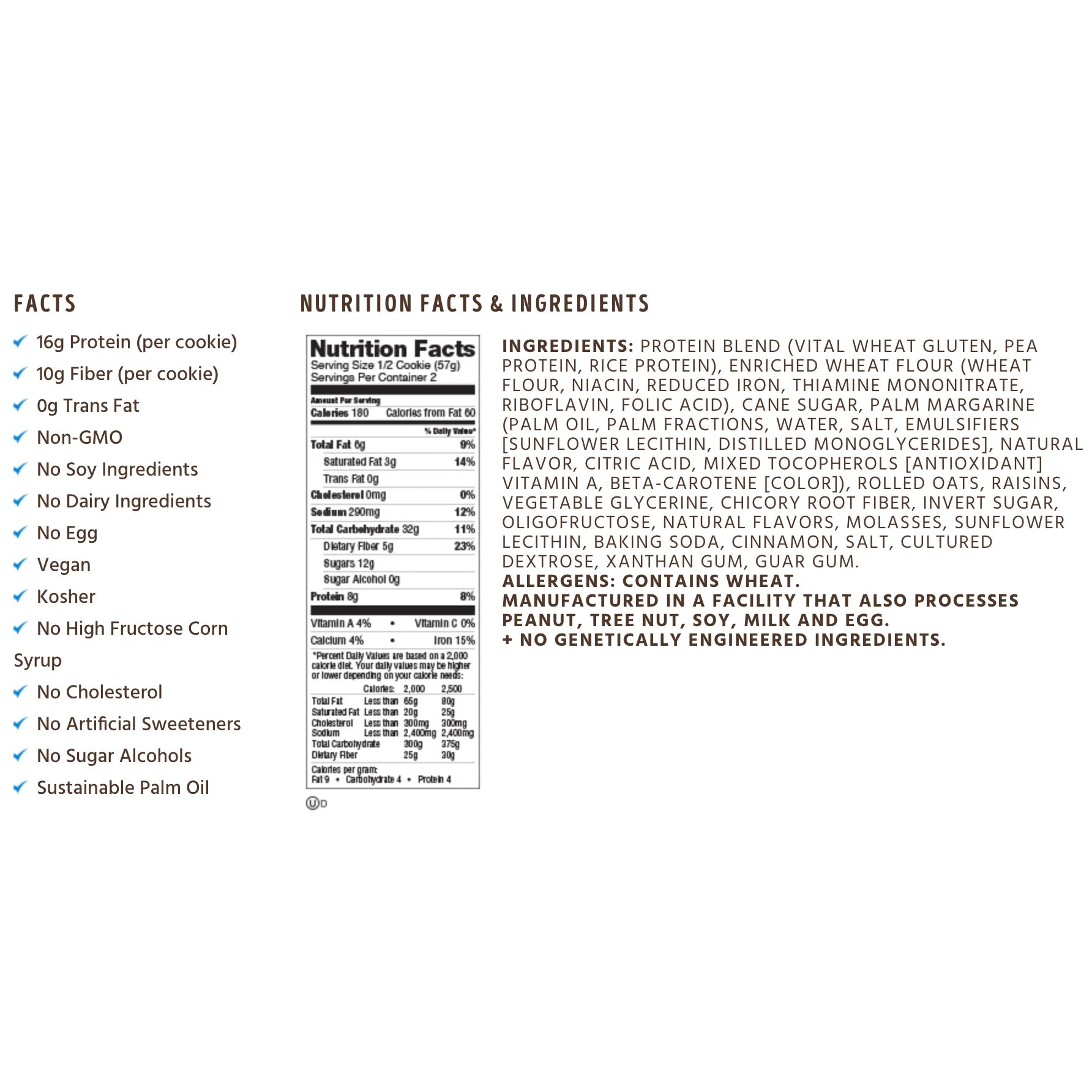 Lenny & Larry's The Complete Cookie-N101 Nutrition