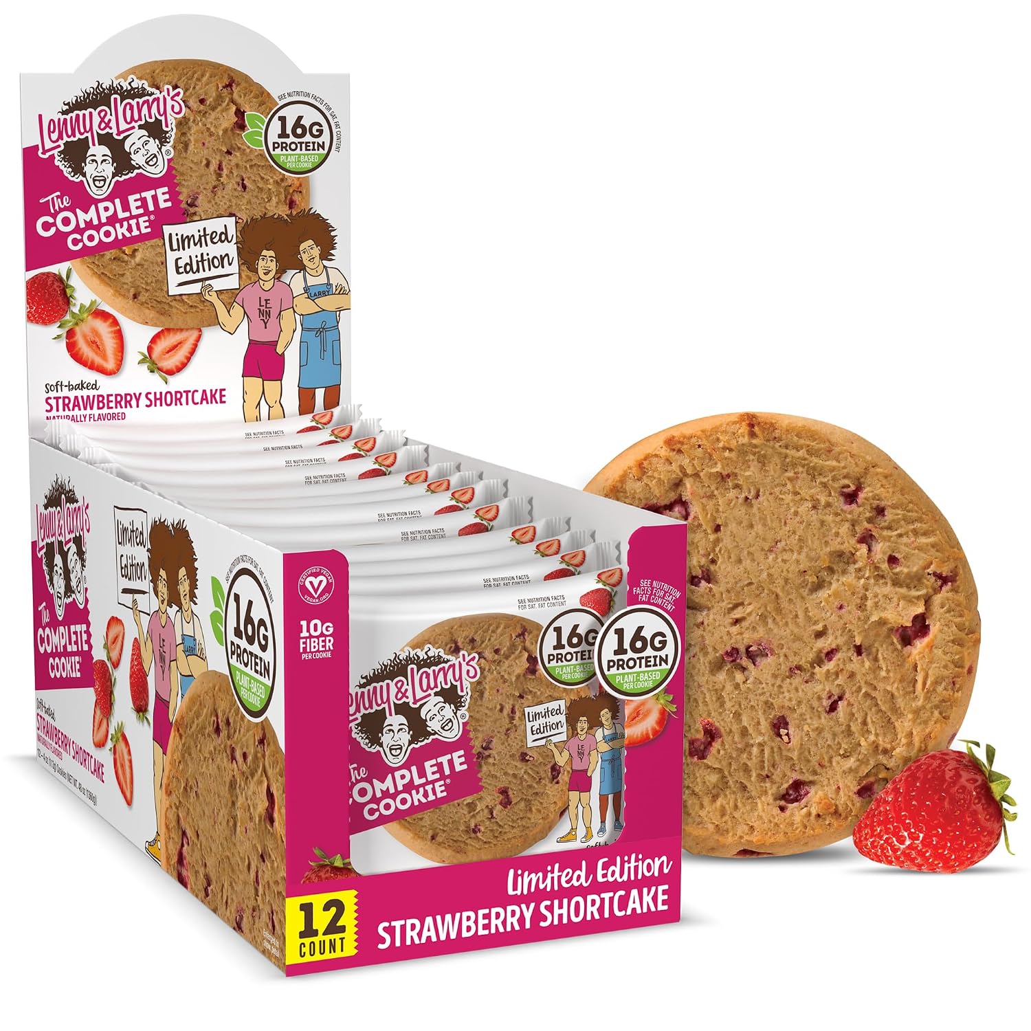 Lenny & Larry's The Complete Cookie-Box (12 cookies)-Strawberry Shortcake-N101 Nutrition