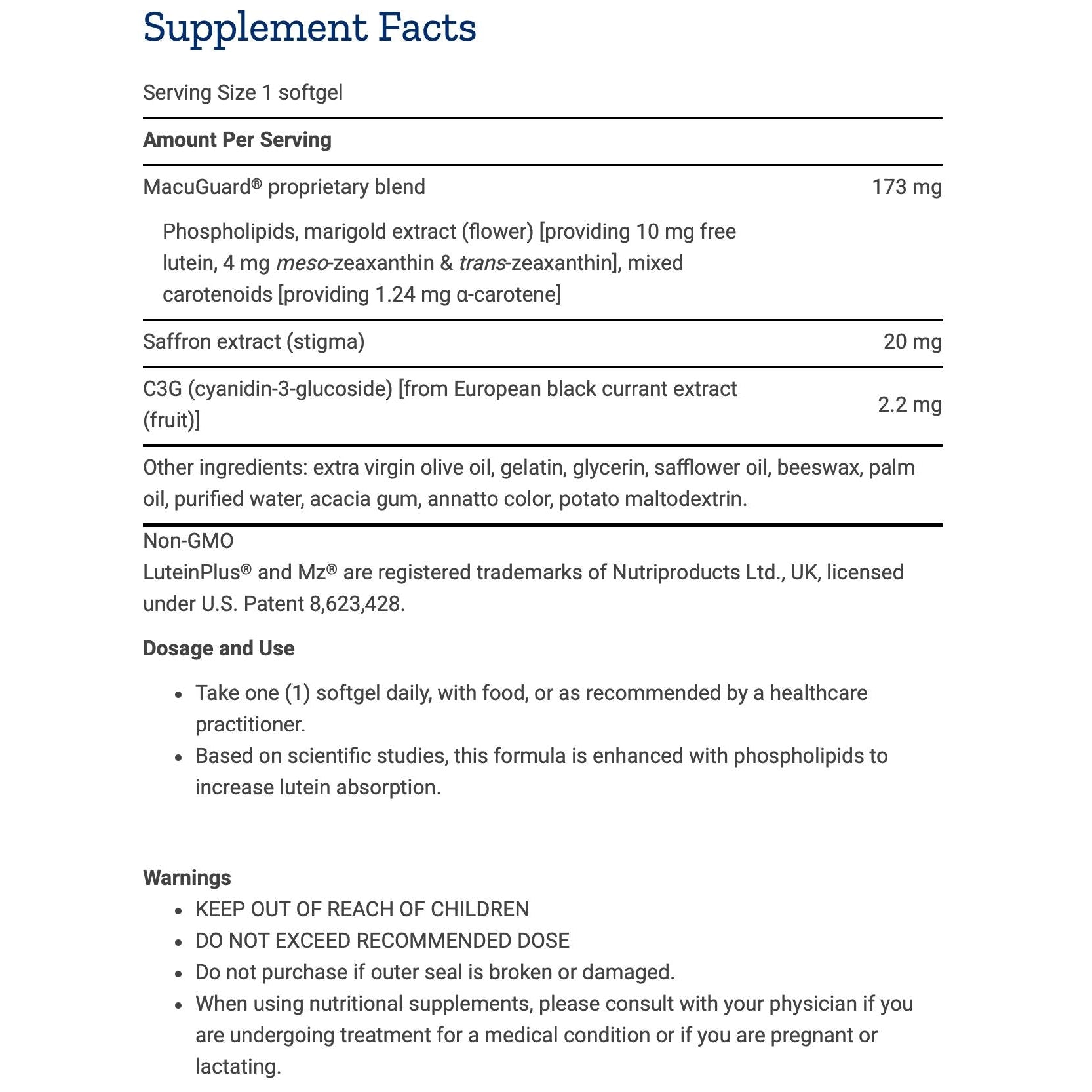 Life Extension MacuGuard Ocular Support with Saffron-60 softgels-N101 Nutrition