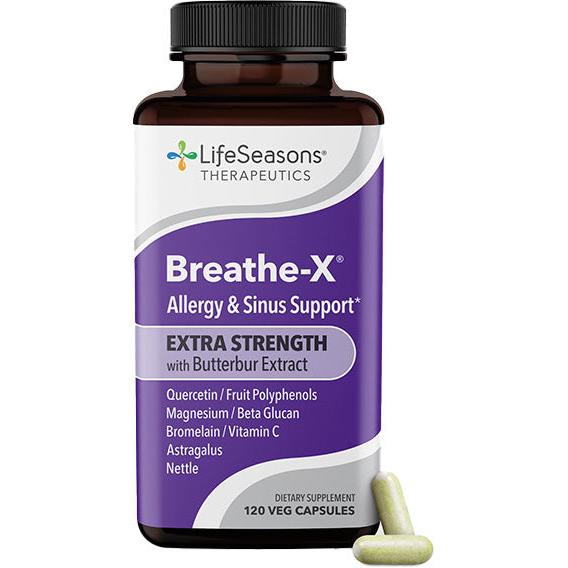 LifeSeasons Breathe-X Extra Strength with Butterbur Extract-120 veg capsules-N101 Nutrition