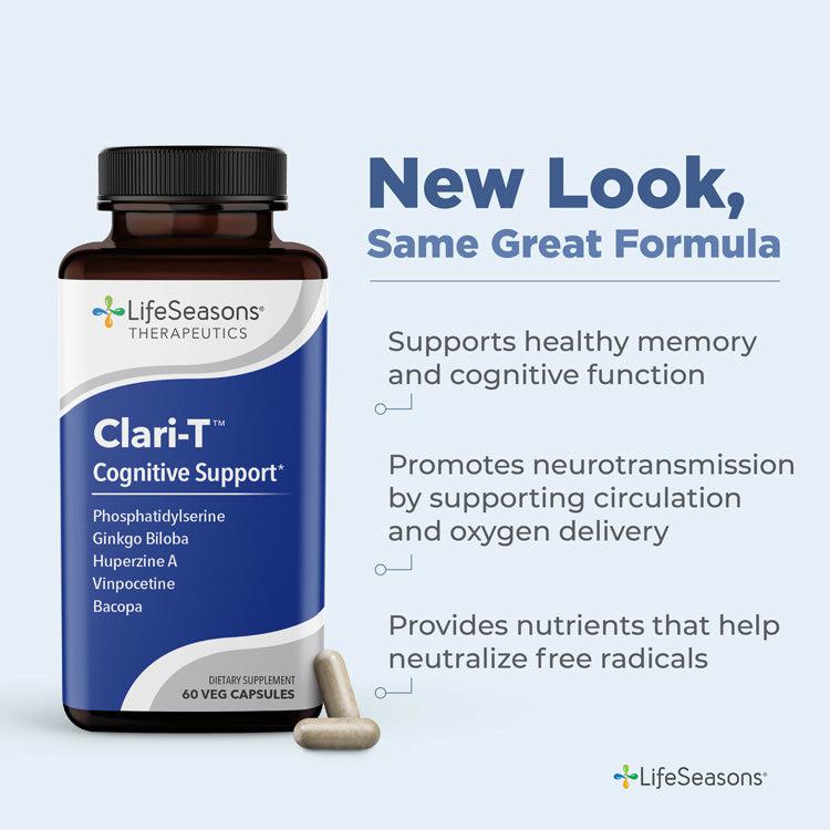 LifeSeasons Clari-T Cognitive Support-60 vegetarian capsules-N101 Nutrition