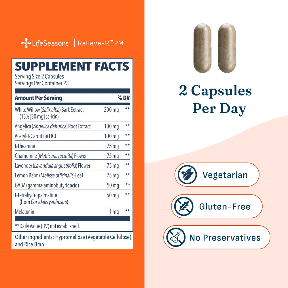 LifeSeasons Relieve-R™ PM-N101 Nutrition