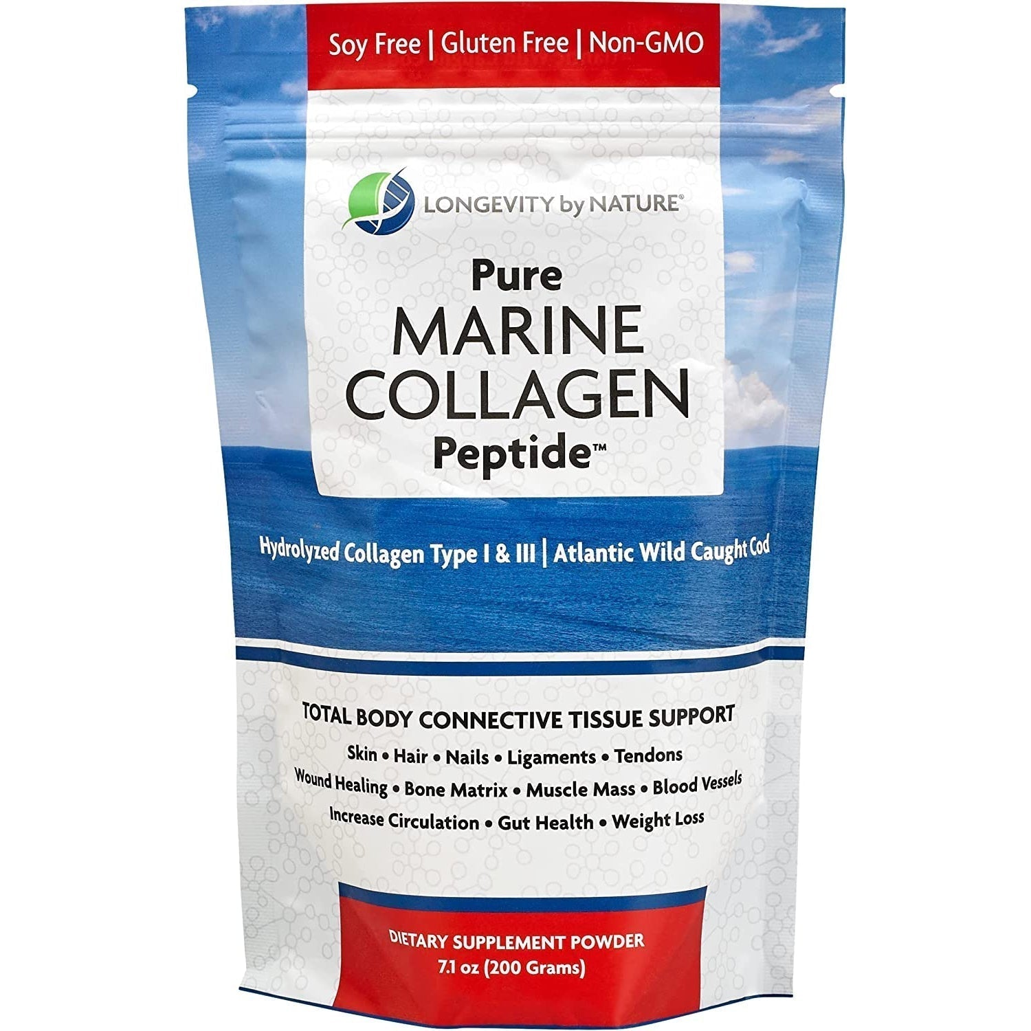 Longevity by Nature Pure Marine Collagen Peptide-7.1 oz (200 g)-N101 Nutrition