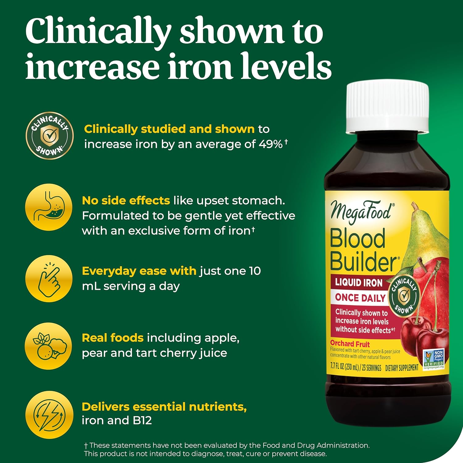 MegaFood Blood Builder Liquid Iron-7.7 fl oz (250 mL)-N101 Nutrition