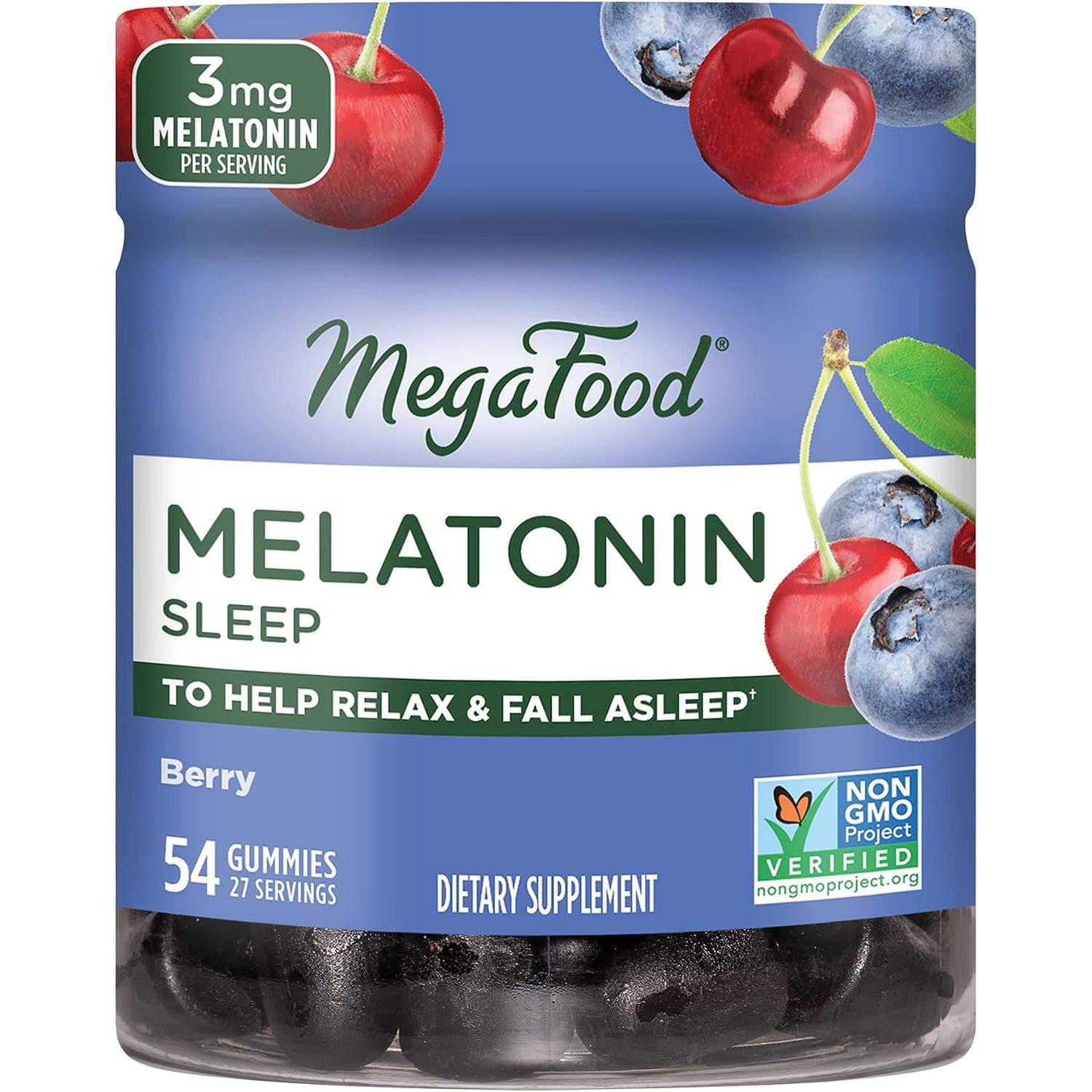 MegaFood Melatonin Sleep Gummies 3mg-54 gummies-N101 Nutrition