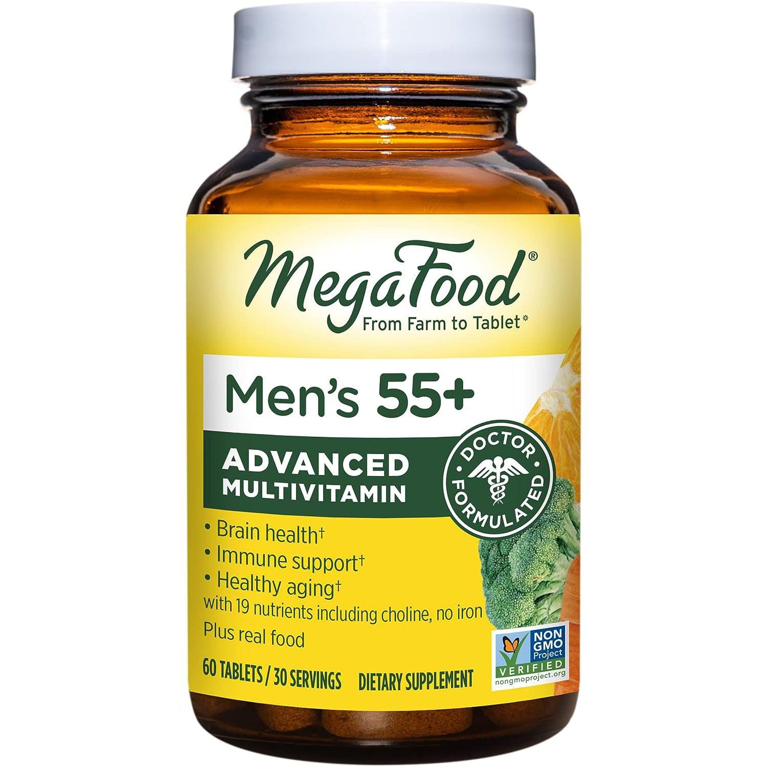 MegaFood Men's 55+ Advanced Multivitamin-60 tablets-N101 Nutrition