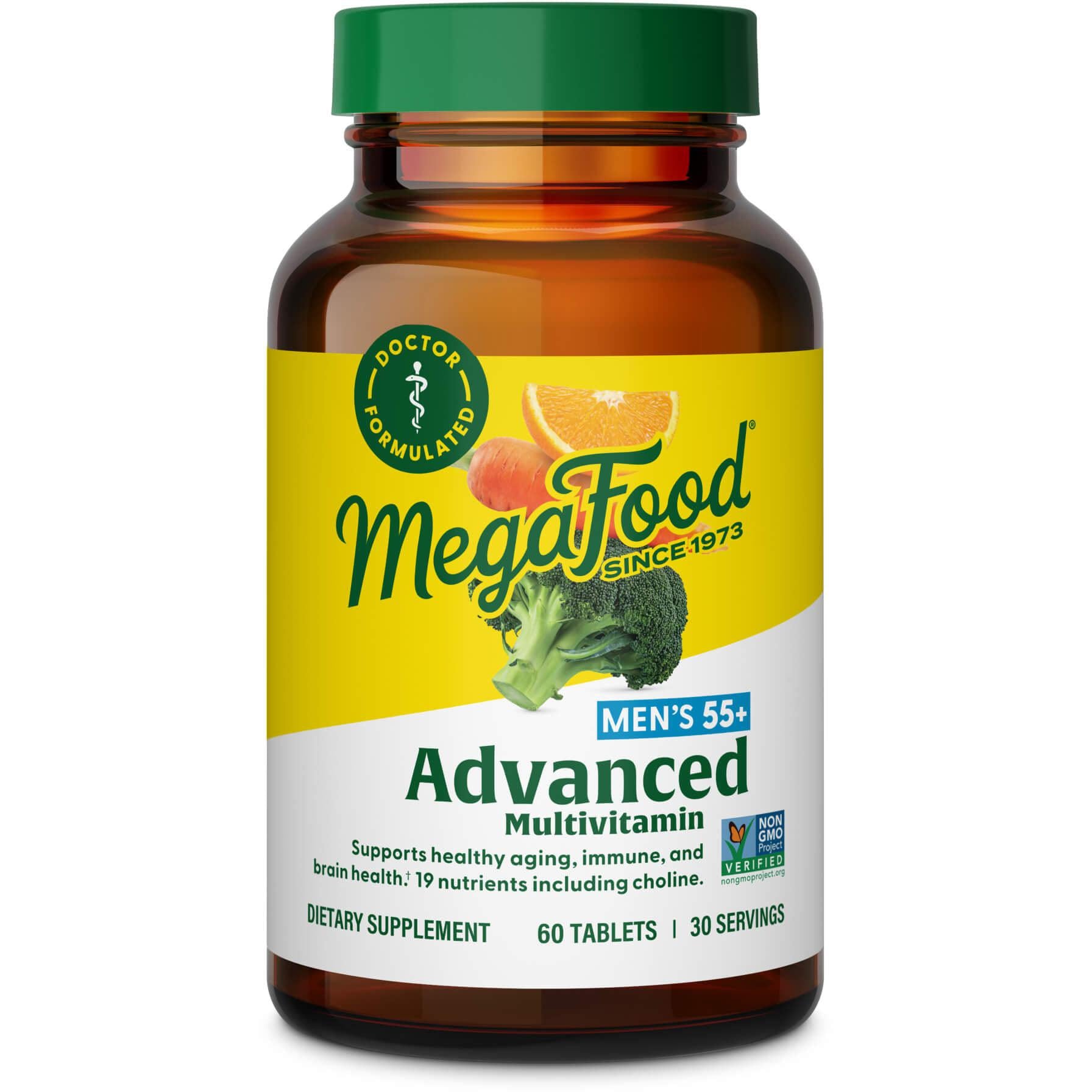 MegaFood Men's 55+ Advanced Multivitamin-60 tablets-N101 Nutrition