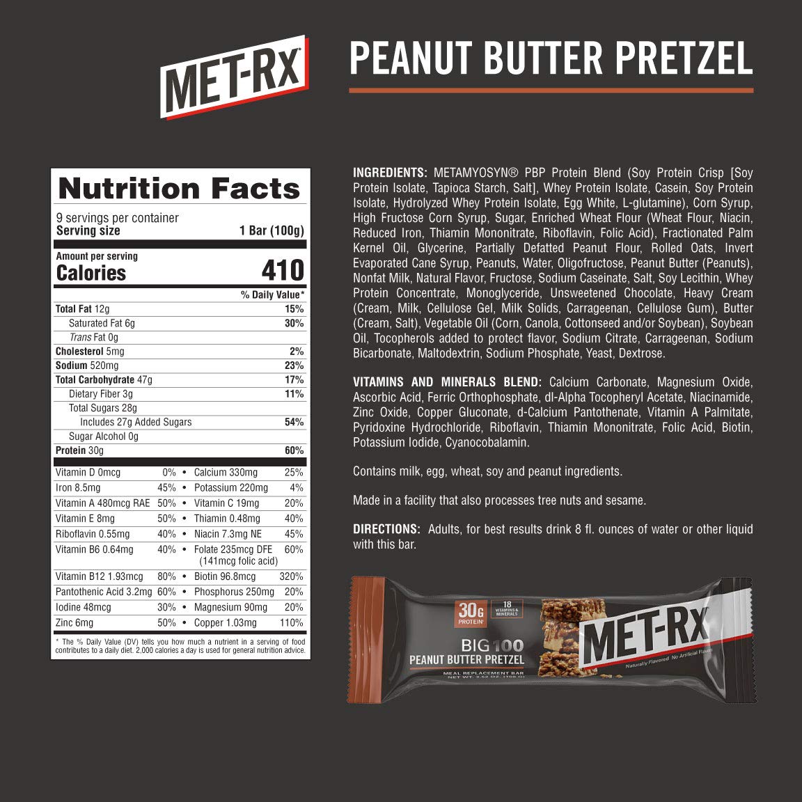 MET-Rx BIG 100 Meal Replacement Bars-N101 Nutrition