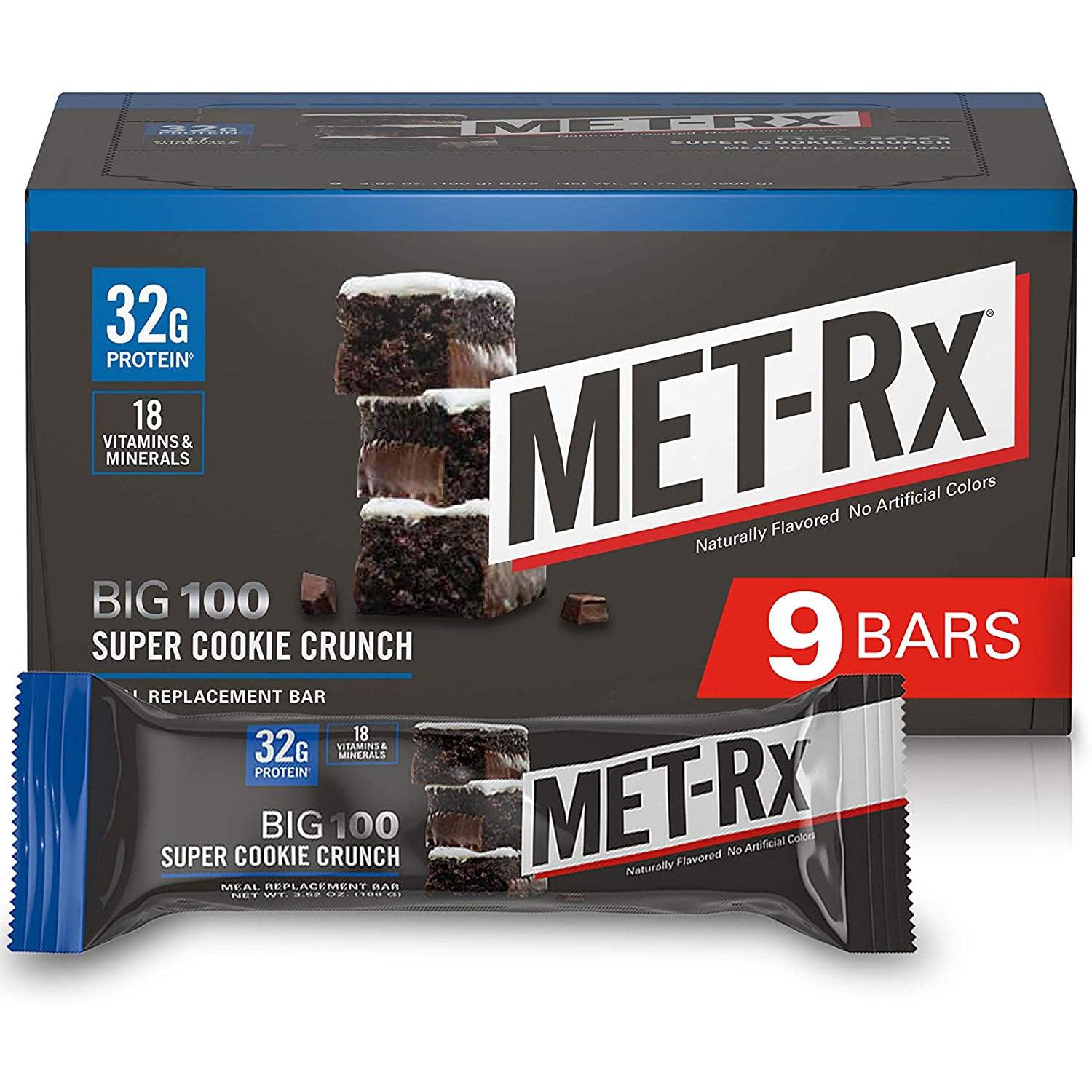 MET-Rx BIG 100 Meal Replacement Bars-Box (9 bars)-Super Cookie Crunch-N101 Nutrition