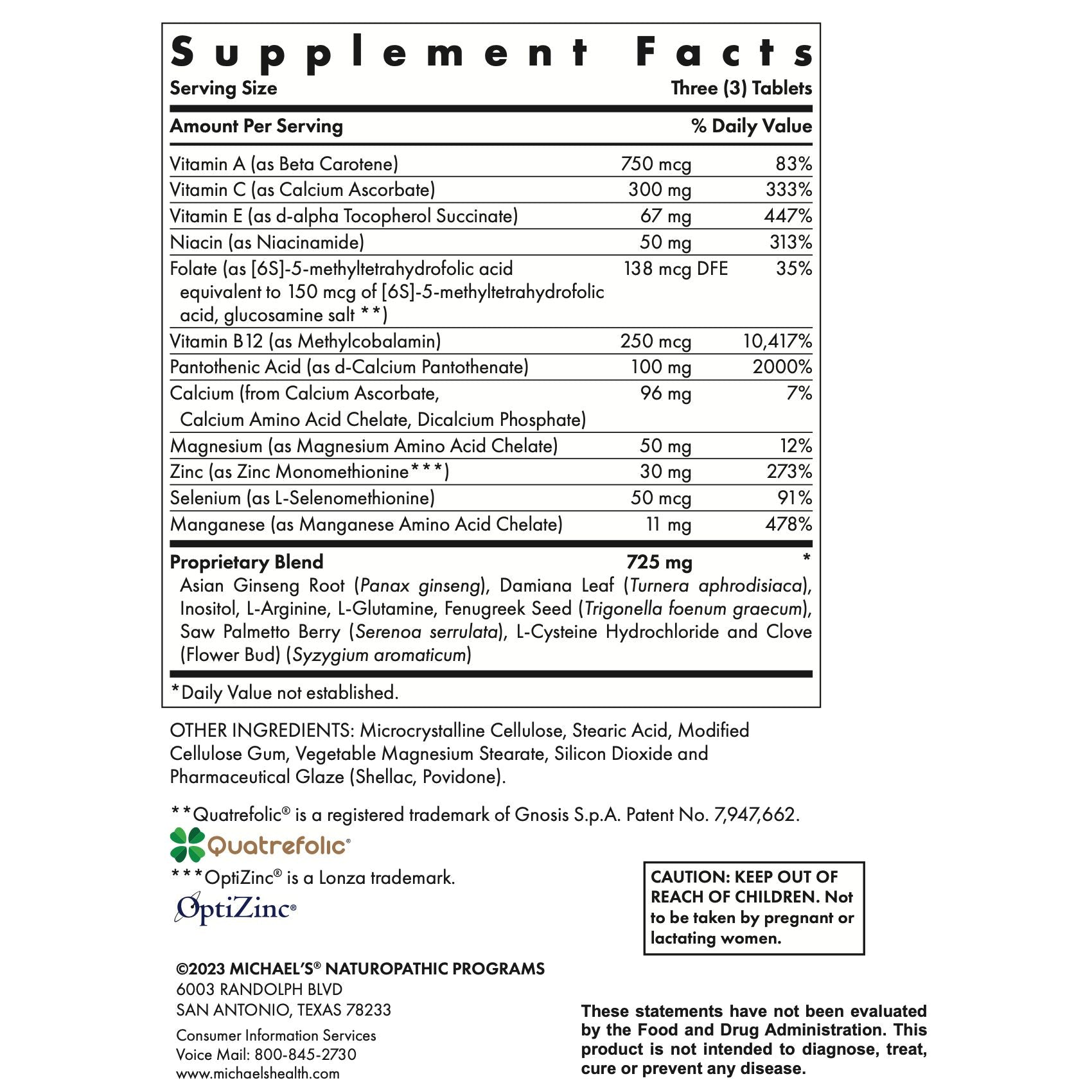 Michael's Health Male Reproductive Factors-N101 Nutrition