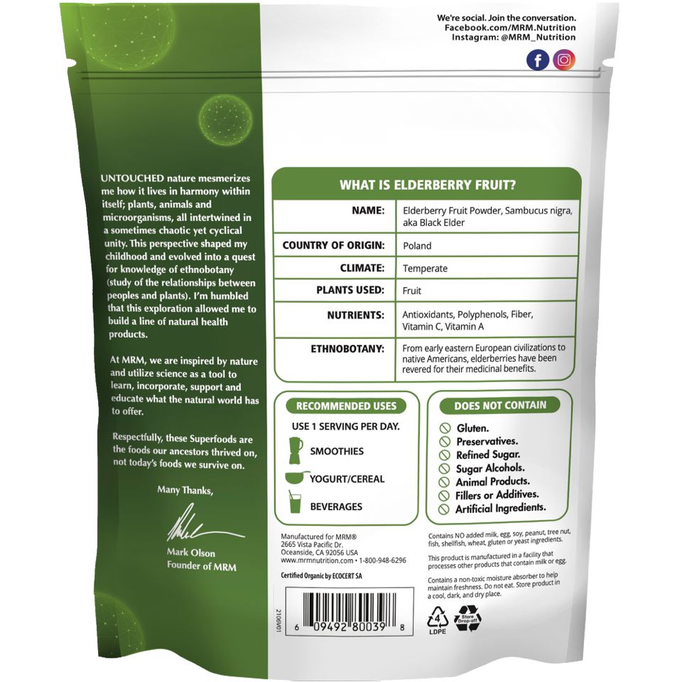 MRM Organic Elderberry Fruit Powder (EXP 07/2026 -- FINAL SALE / NO RE ...