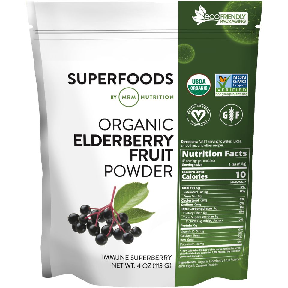 MRM Organic Elderberry Fruit Powder (EXP 07/2026 - FINAL SALE / NO RETURNS)-4 oz (113 g)-N101 Nutrition