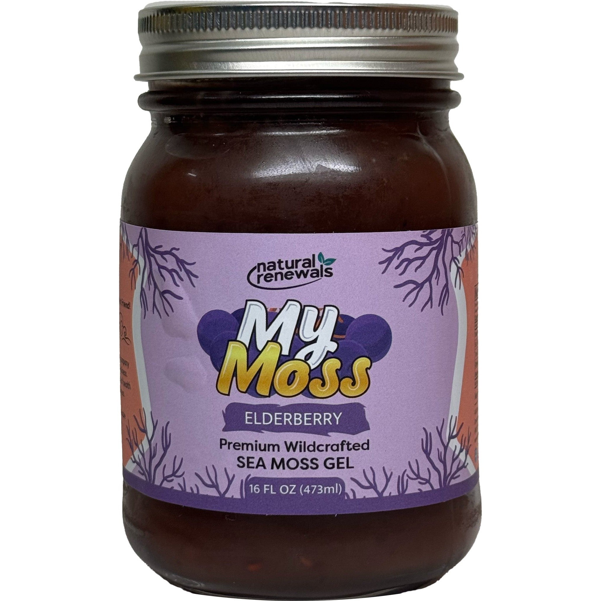 Natural Renewals My Moss Premium Wildcrafted Sea Moss Gel-16 fl oz (473 mL)-Elderberry-N101 Nutrition