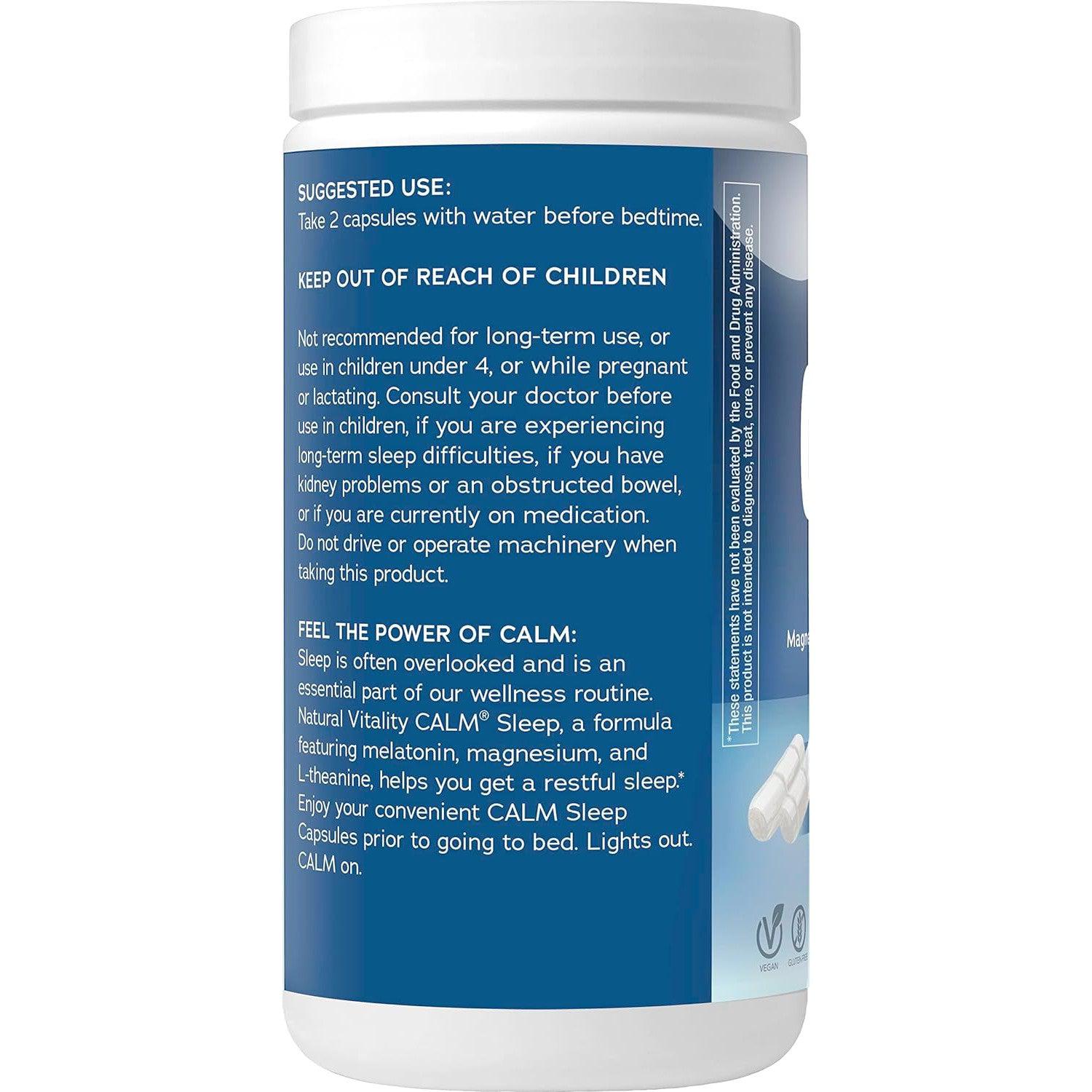 Natural Vitality CALM Sleep Capsules (EXP 08/2025 - FINAL SALE - NO RETURNS)-120 capsules-N101 Nutrition