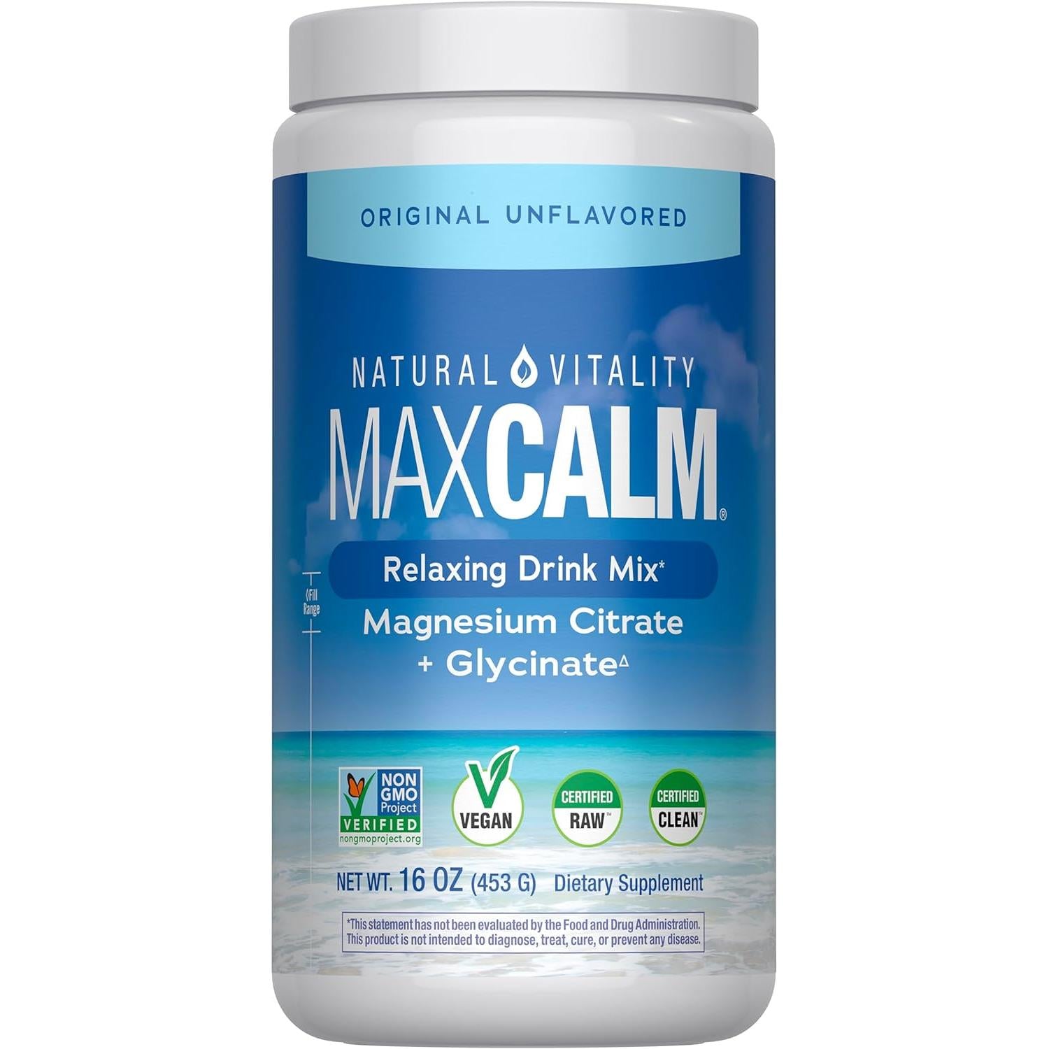 Natural Vitality MAXCALM Powder-16 oz (454 g)-Original (Unflavored)-N101 Nutrition
