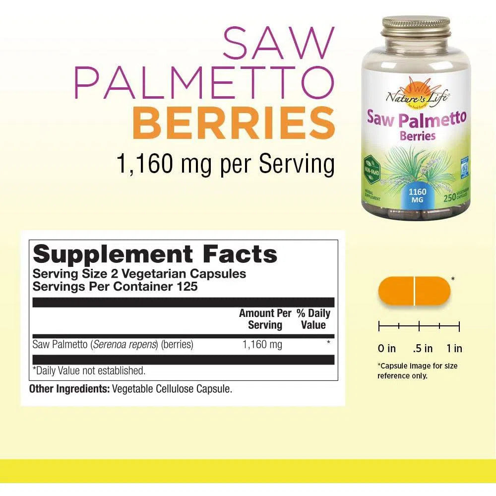 Nature's Life Saw Palmetto Berries-100 vegetarian capsules-N101 Nutrition