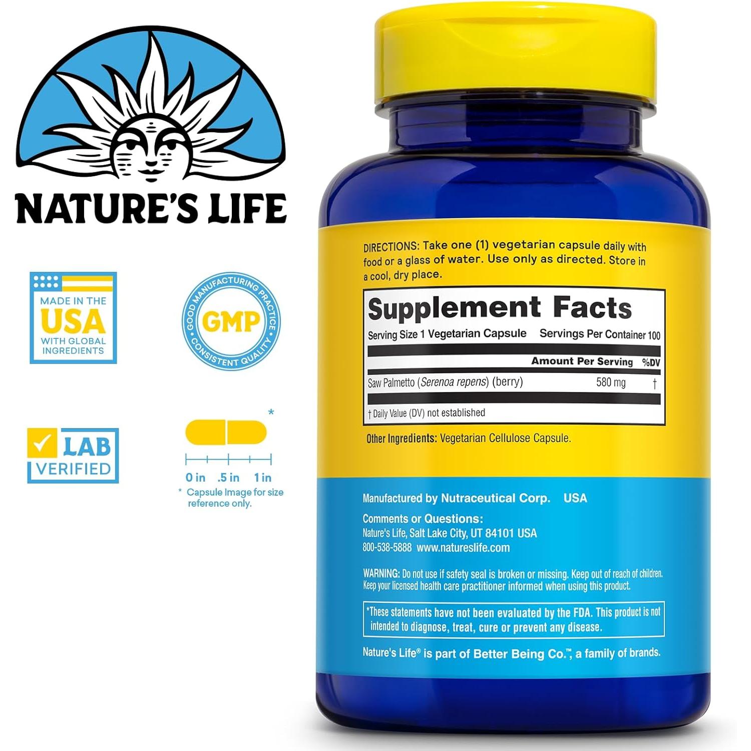 Nature's Life Saw Palmetto Berries-N101 Nutrition
