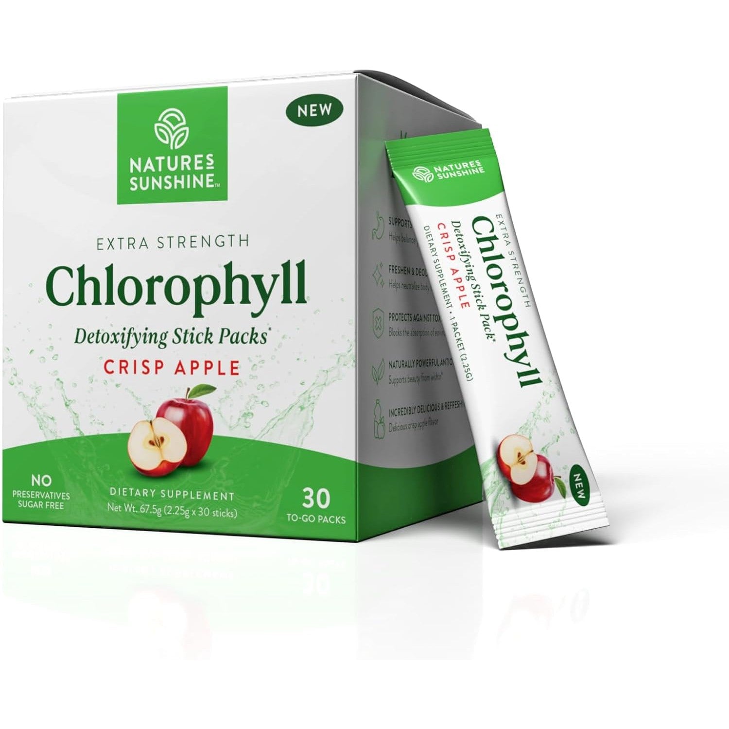 Nature's Sunshine Chlorophyll Detoxifying Stick Packs-30 to-go packs-Crisp Apple-N101 Nutrition