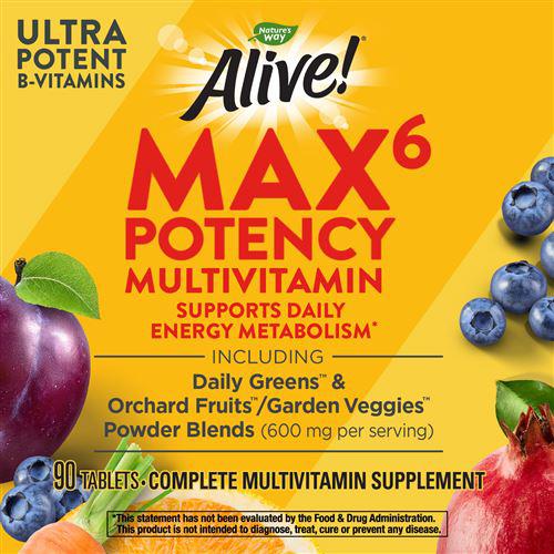 Nature's Way Alive! MAX6 Potency Multivitamin-90 capsules-N101 Nutrition