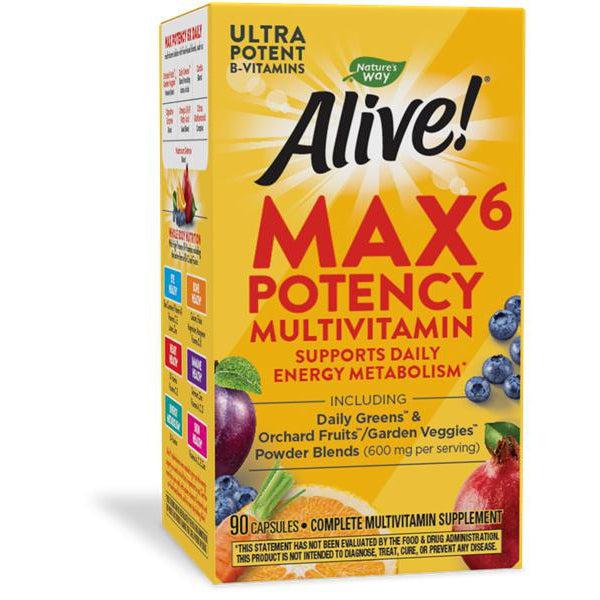 Nature's Way Alive! MAX6 Potency Multivitamin-90 capsules-N101 Nutrition