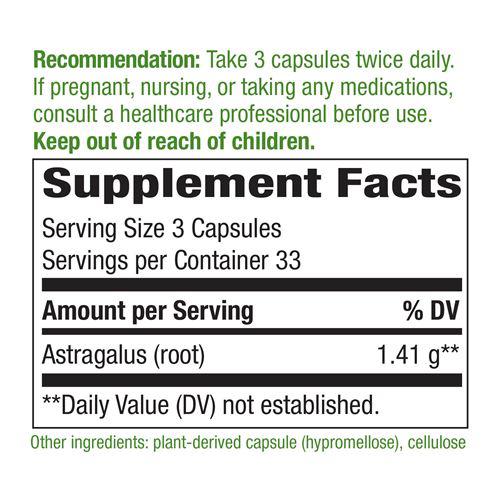 Nature's Way Astragalus Root-100 vegan capsules-N101 Nutrition