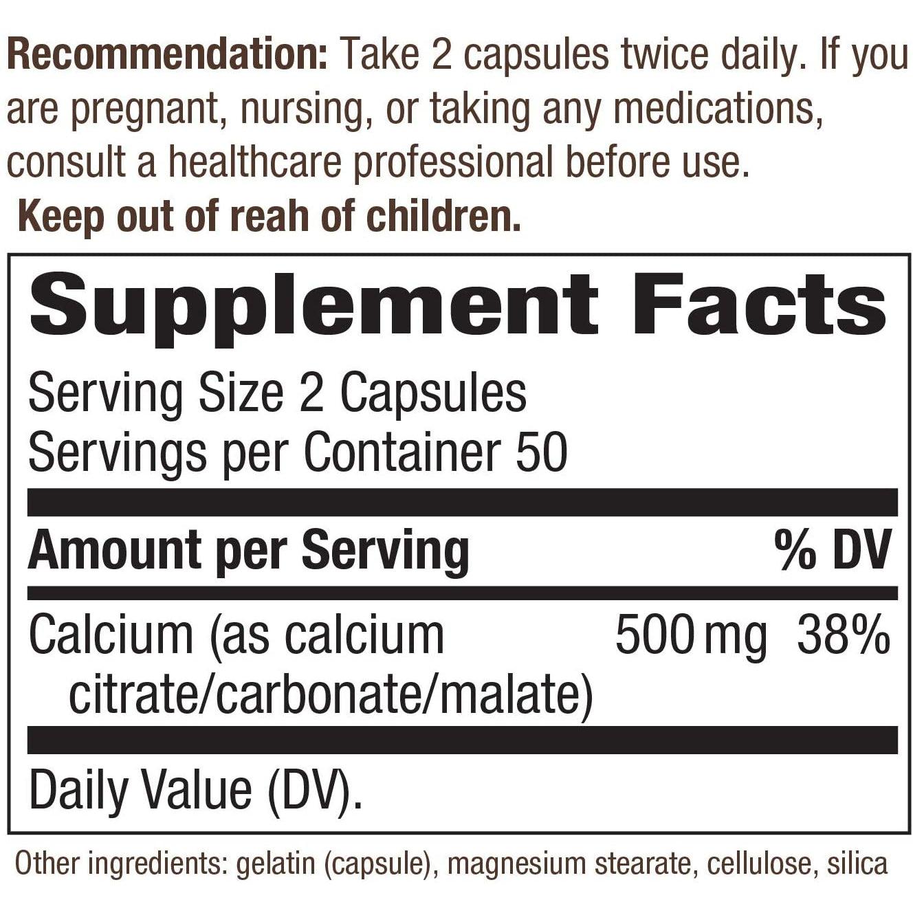 Nature's Way Calcium Citrate-100 capsules-N101 Nutrition