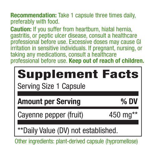 Nature's Way Cayenne Fruit-100 vegan capsules-N101 Nutrition