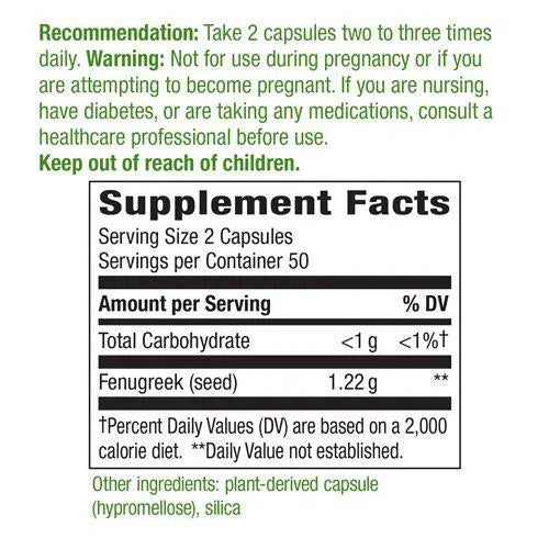 Nature's Way Fenugreek Seed-N101 Nutrition