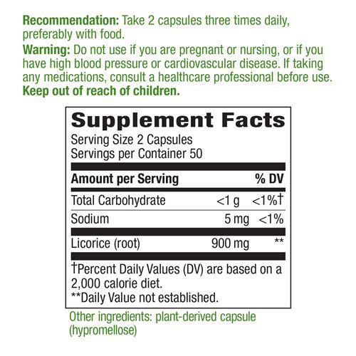 Nature's Way Licorice Root-100 vegan capsules-N101 Nutrition