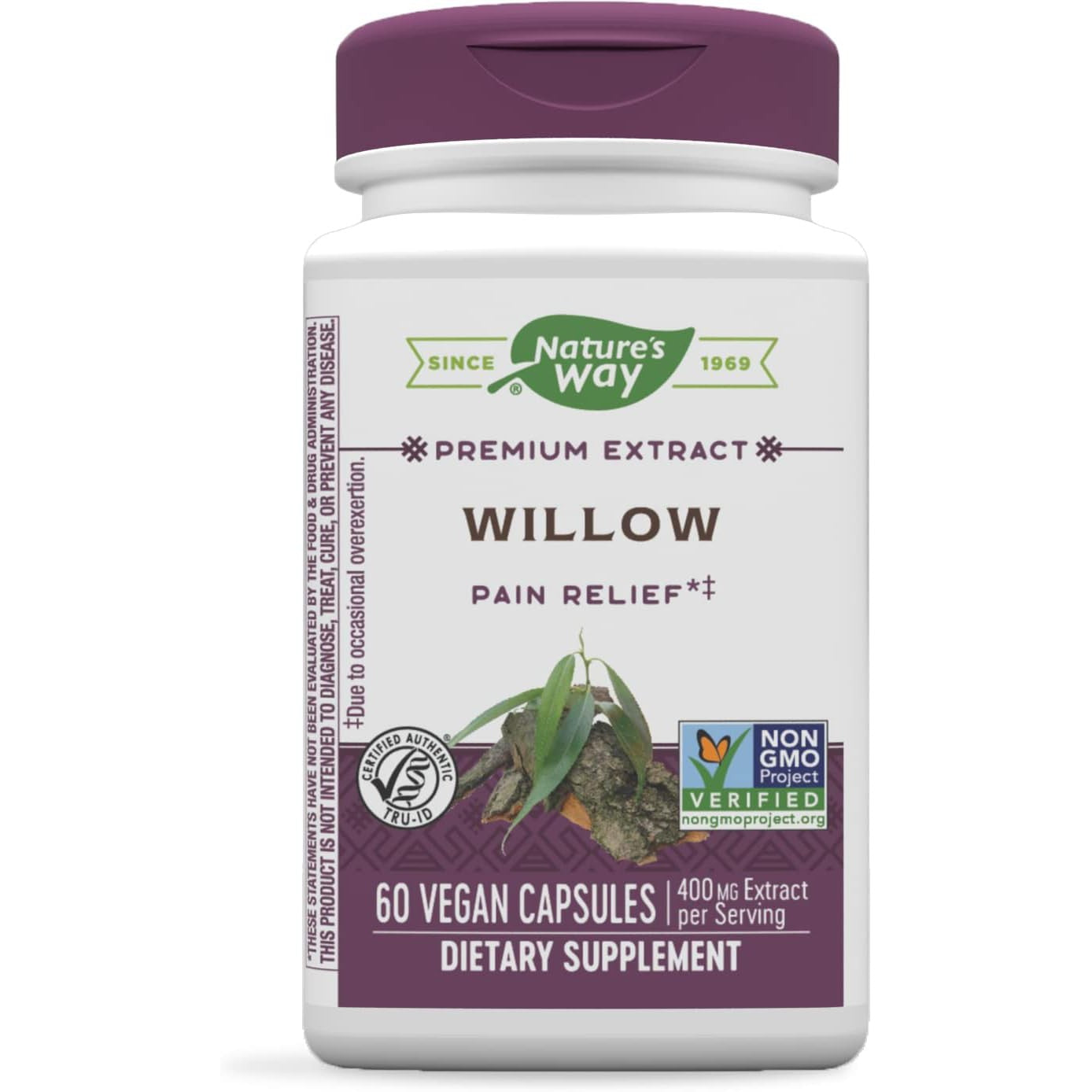 Nature's Way Premium Extract Willow-60 vegan capsules-N101 Nutrition