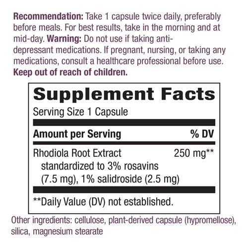 Nature's Way Rhodiola Extract-60 vegan capsules-N101 Nutrition