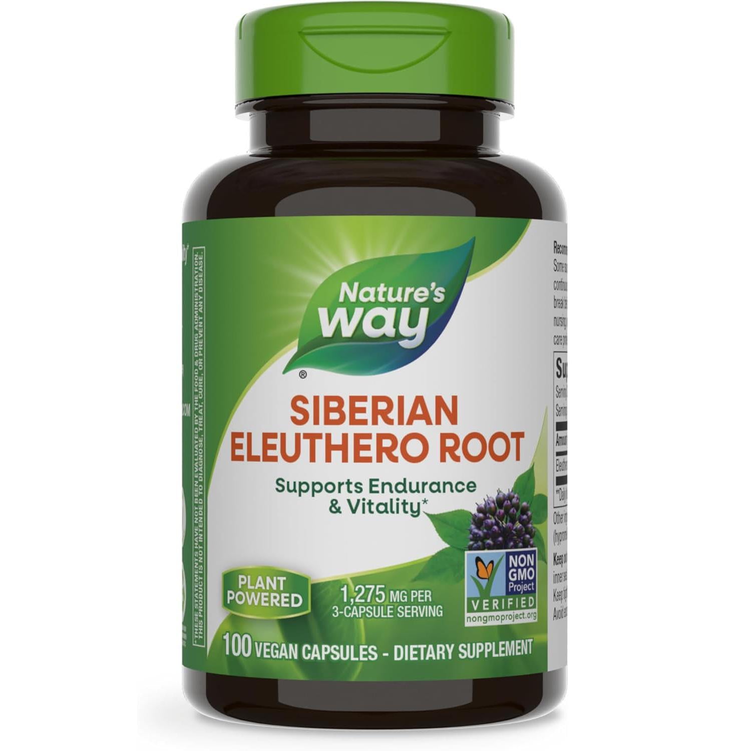 Nature's Way Siberian Eleuthero Root-100 vegan capsules-N101 Nutrition