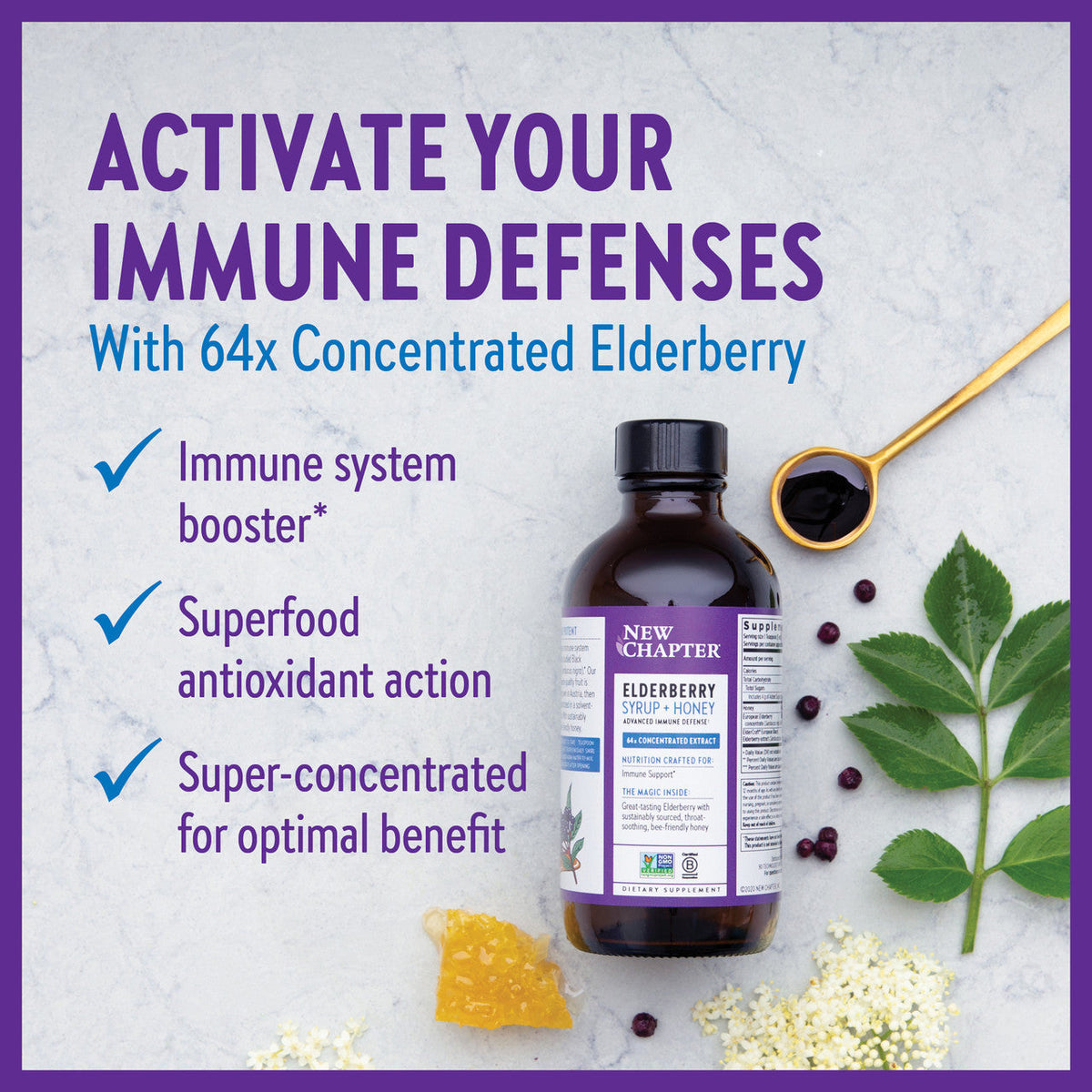 New Chapter Elderberry Syrup + Honey (EXP 08/2026 - FINAL SALE / NO RETURNS)-N101 Nutrition
