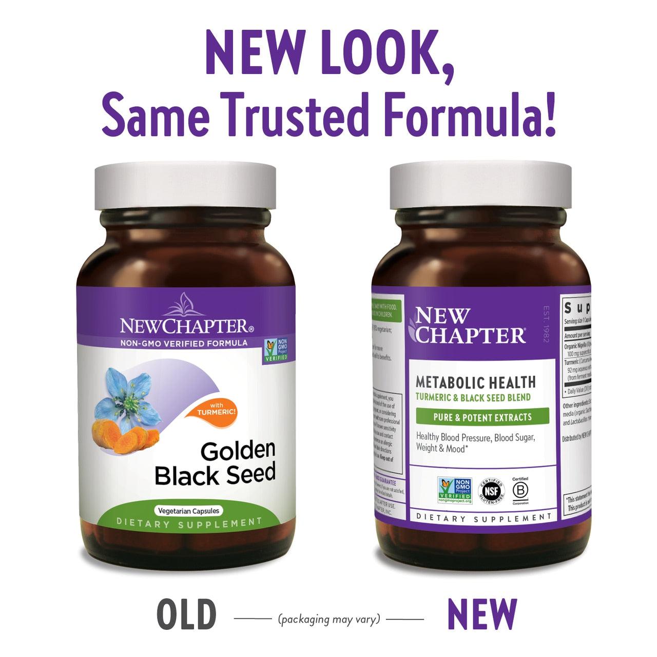 New Chapter Metabolic Health Turmeric & Black Seed Blend-30 vegetarian capsules-N101 Nutrition