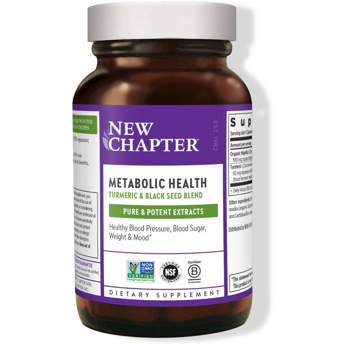 New Chapter Metabolic Health Turmeric & Black Seed Blend-30 vegetarian capsules-N101 Nutrition