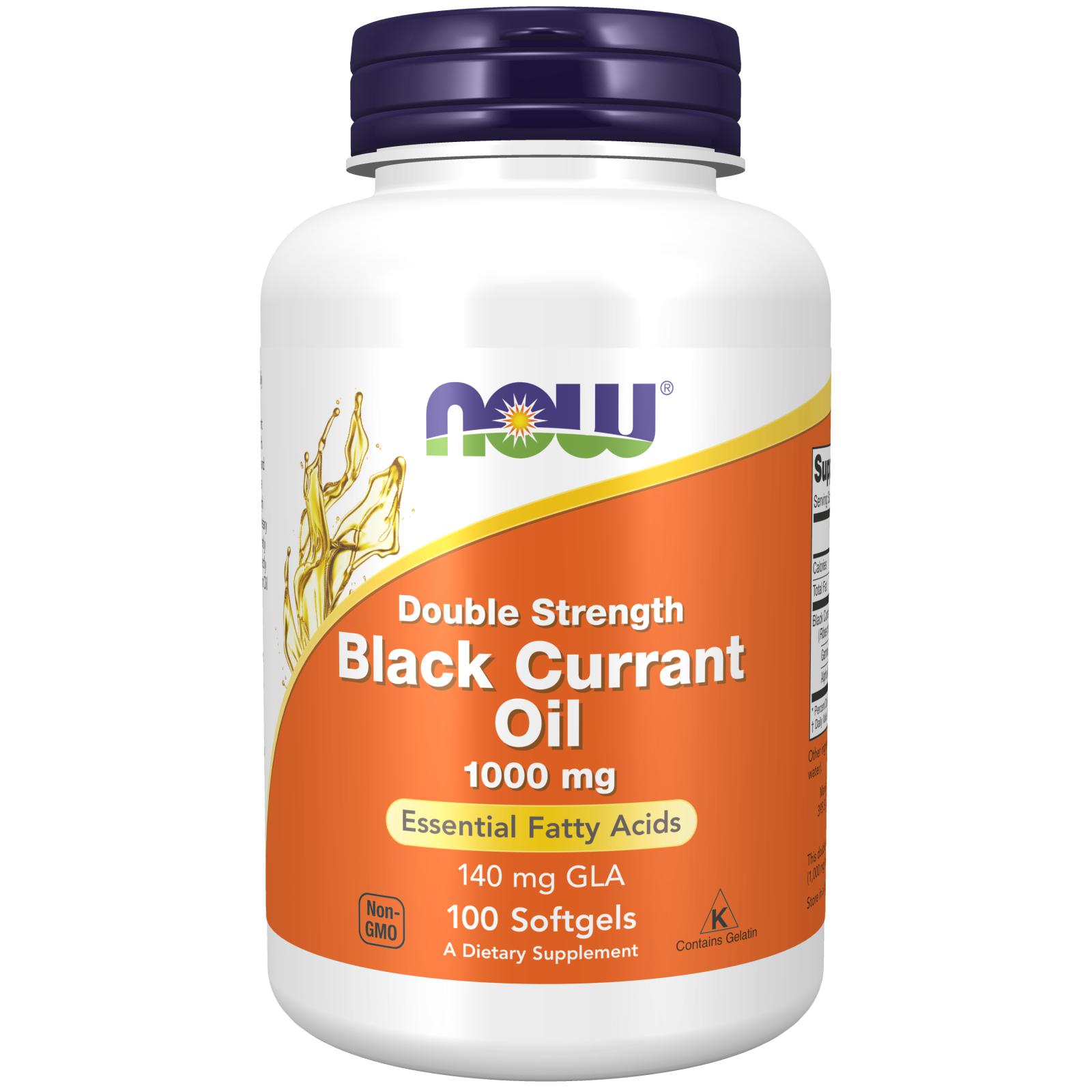 NOW Double Strength Black Currant Oil 1000 mg-100 Softgels-N101 Nutrition