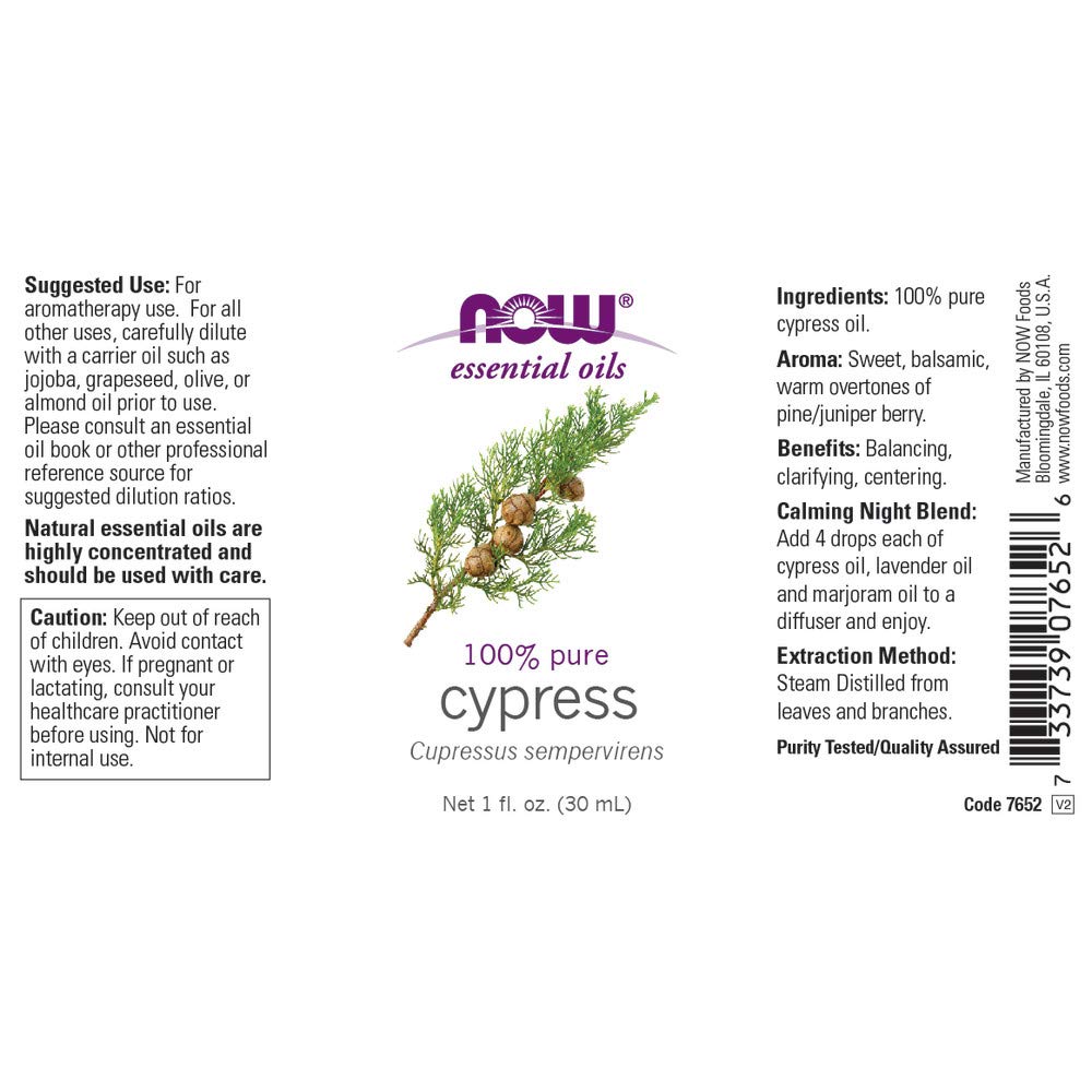 NOW Essential Oils Cypress Oil-1 fl oz (30 mL)-N101 Nutrition