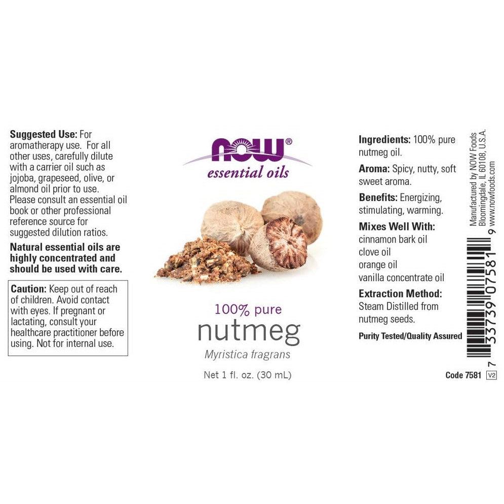 NOW Essential Oils Nutmeg Oil-1 fl oz (30 mL)-N101 Nutrition