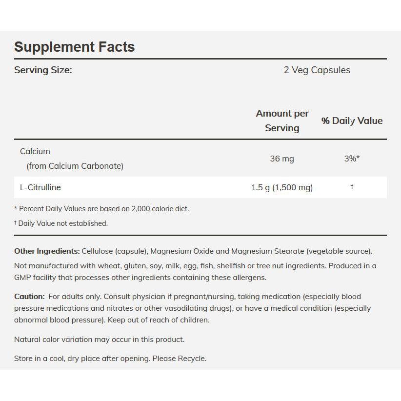 NOW L-Citrulline 750 mg-90 veggie caps-N101 Nutrition