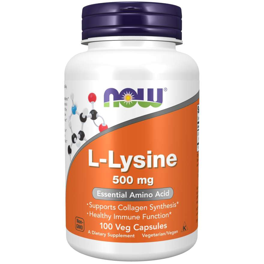 NOW L-Lysine 500 mg-100 veg capsules-N101 Nutrition