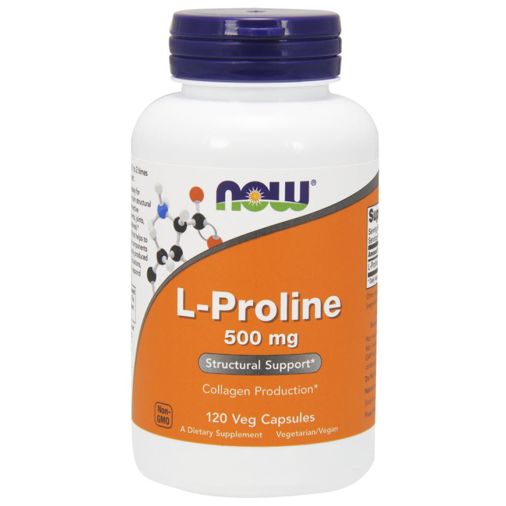 NOW L-Proline 500 mg-120 veg capsules-N101 Nutrition