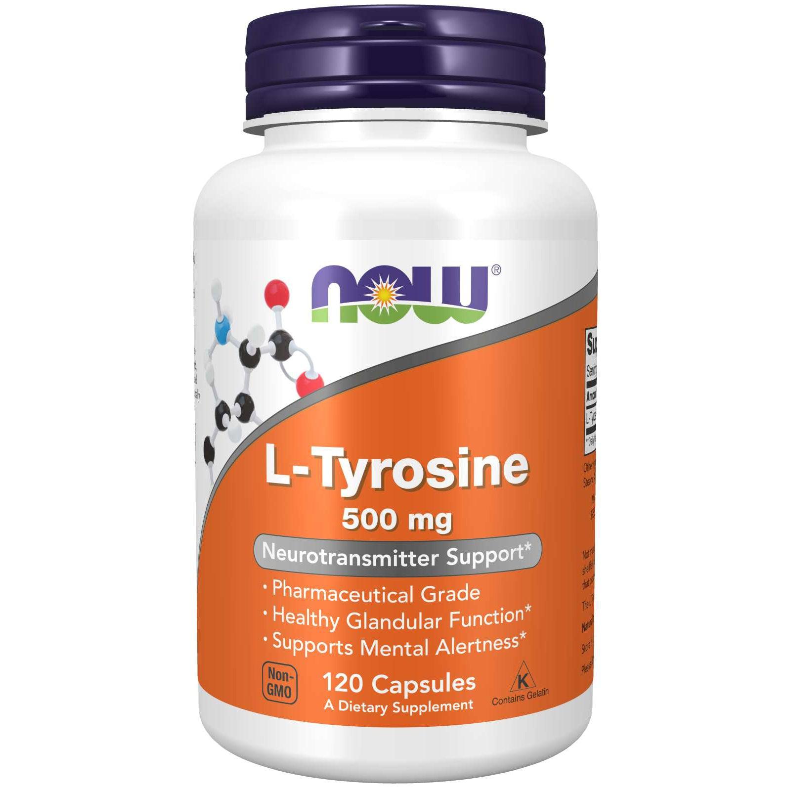 NOW L-Tyrosine 500 mg Capsules-120 caps-N101 Nutrition