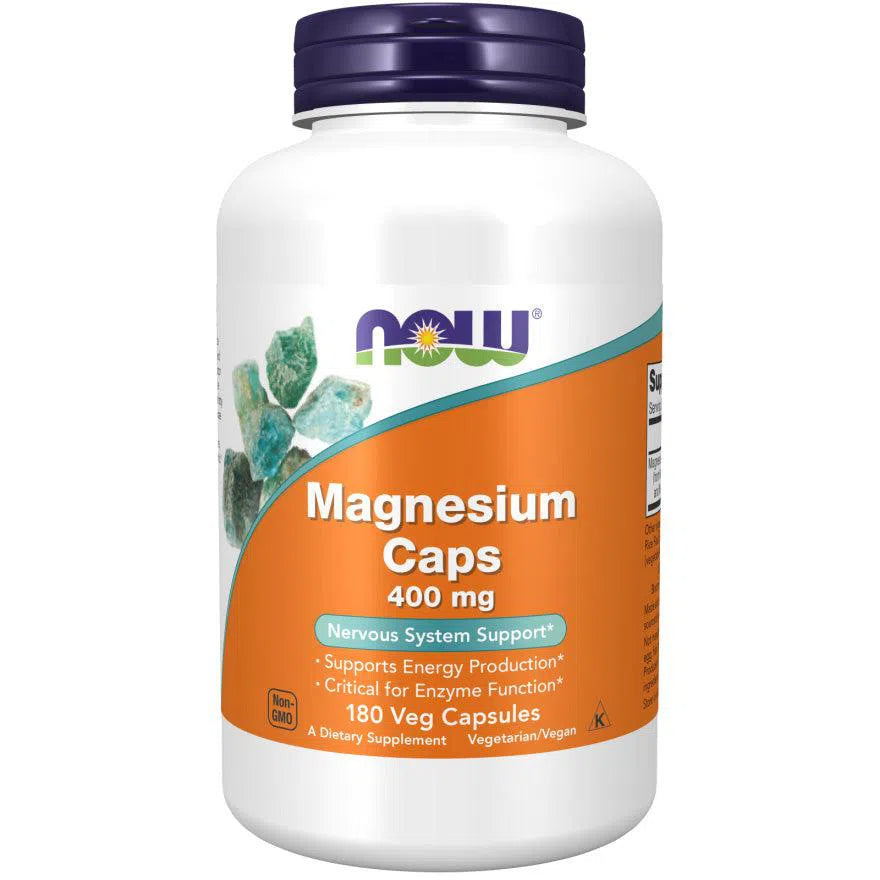 NOW Magnesium Caps 400 mg-180 Veg Capsules-N101 Nutrition