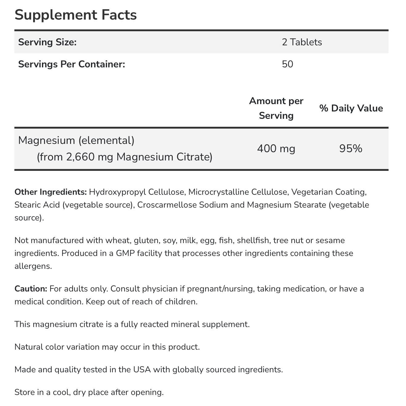 NOW Magnesium Citrate 200 mg-100 tablets-N101 Nutrition