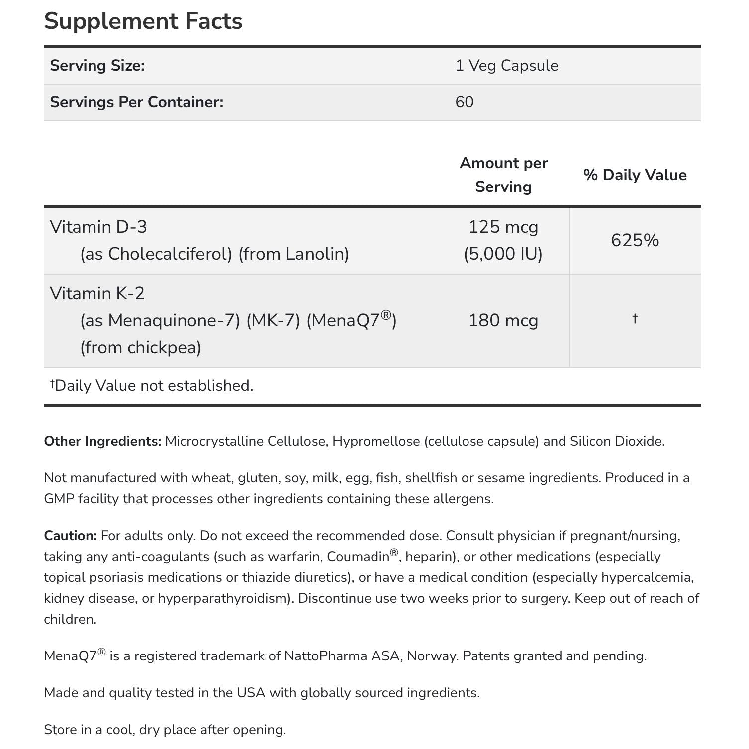 NOW Mega D-3 & MK-7 (5000 IU / 180 mcg)-120 capsules-N101 Nutrition