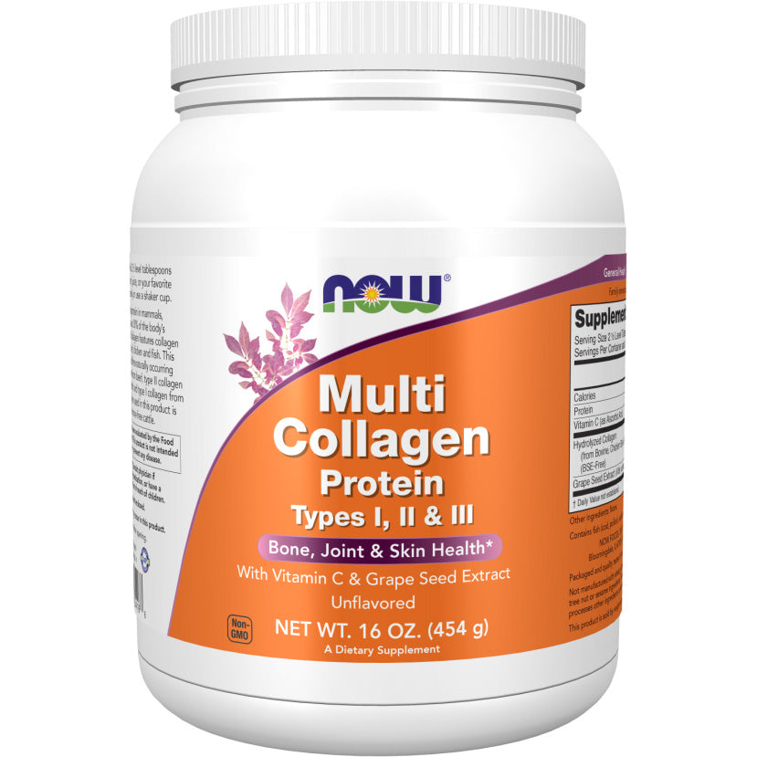 NOW Multi Collagen Protein Types I, II & III Powder-16 oz (454 g)-N101 Nutrition